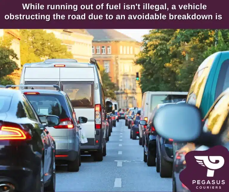 Running out of fuel is illegal in the UK. Pegasus Couriers explains